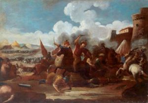 Reitergefecht Zwischen Christen Und Turken Vor Den Mauern Einer Stadt by Jacques Courtois