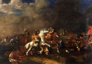 Scene De Combat De Cavalerie by Jacques Courtois