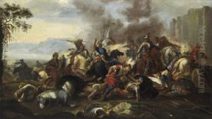 Reitergefecht Zwischen Kaiserlichen Und Turken by Jacques Courtois