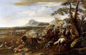 Reitergefecht Zwischen Christen Und Turken (+ Another Similar; Pair) by Jacques Courtois