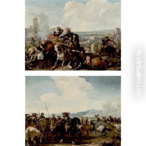 Cavalry Engagement (+ Another, Similar; Pair) by Jacques Courtois