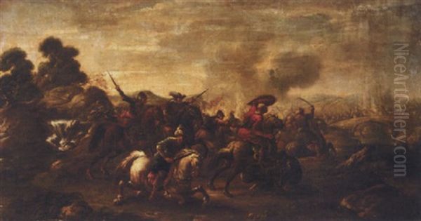 A Battle Scene With Turks And Christians Before A Bridge - view 1