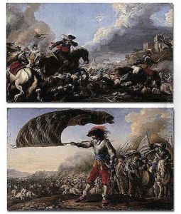 A Cavalry Engagement Before A Fortified Town