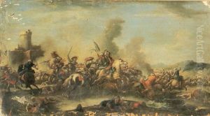 Choc De Cavalrie Au Clair De Lune by Jacques Courtois