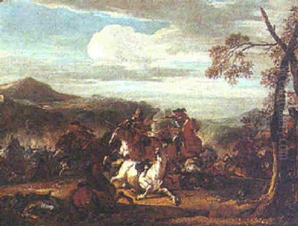A Calvary Skirmish In A Mountainous Landscape - view 1