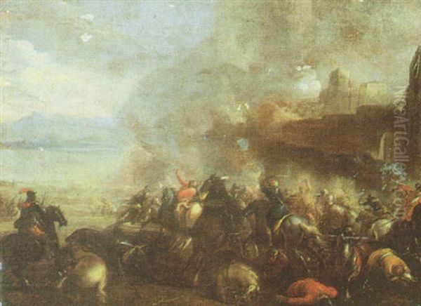 Cavalry Skirmish Outside A Town - view 1