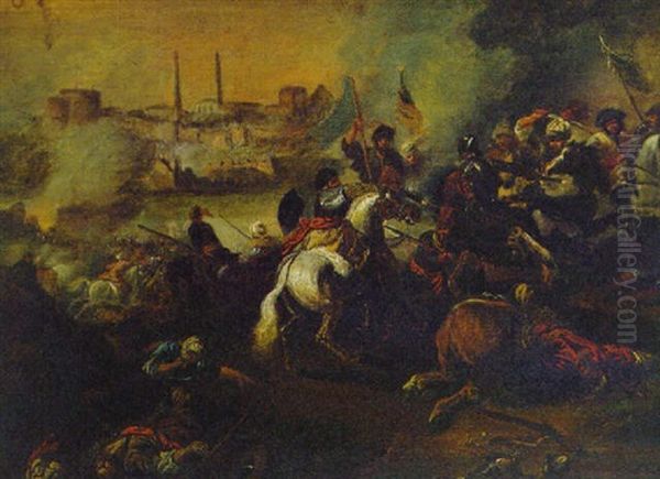 A Cavalry Skirmish Between Turks And Christians Before Constantinople - view 1
