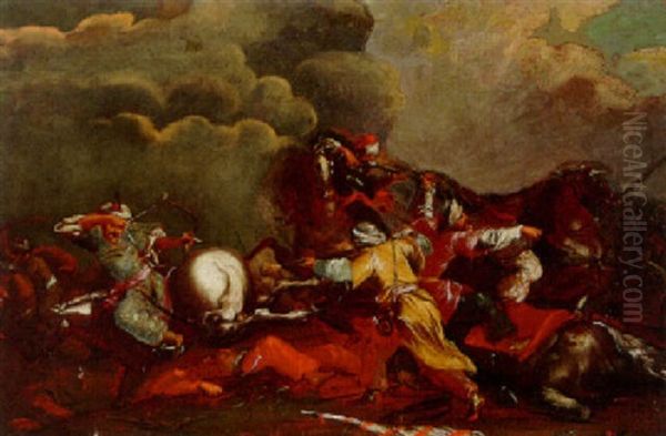A Cavalry Skirmish Between Turks And Hungarians - view 1