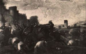 A Cavalry Skirmish Near A Fortified Town by Jacques Courtois