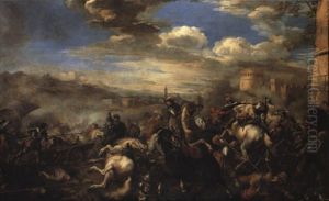 Grande Battaglia Con Scontro Di Cavalieri Al Centro by Jacques Courtois