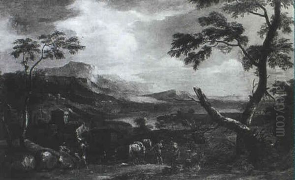 Auf Der Anhohe Vor Einem Italienischen Palazzo Haben        Mittelalterlich Gekleidete Soldaten Mit Ihren Pferden...) - view 1