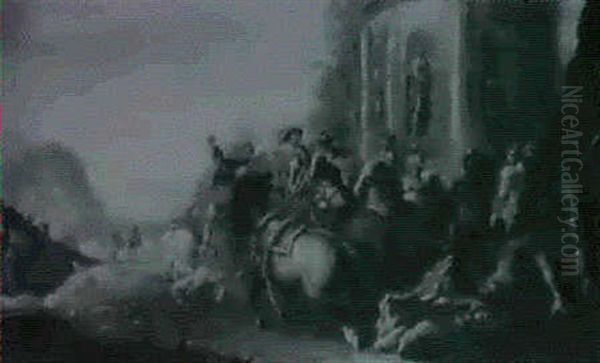A Cavalry Skirmish Before Classical Ruins - view 1