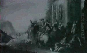 A Cavalry Skirmish Before Classical Ruins by Jacques Courtois