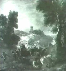 A Cavalery Battle Before A Fortified Town by Jacques Courtois