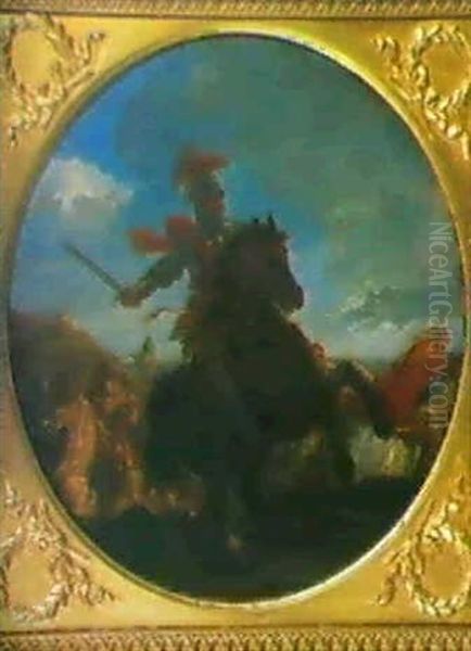 Ein Feldherr Zu Pferd In Einem Reitergefecht. (durchmesser 30.5cm) - view 1