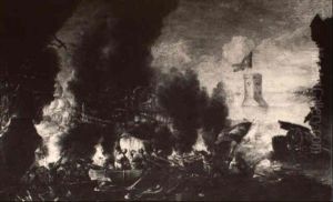The Naval Battle At Lepanto by Jacques Courtois