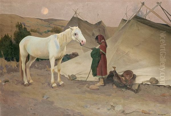 Saddling Up Aka Klikitat Girl With White Pony - view 1