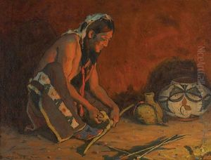 Pottery Maker By Firelight by Eanger Irving Couse
