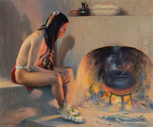A Pueblo Fireplace by Eanger Irving Couse