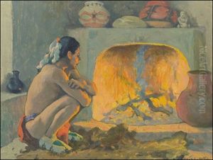 Taos Pueblo Fireplace by Eanger Irving Couse