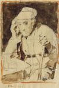 Sitzender Grossvater by Albert Anker