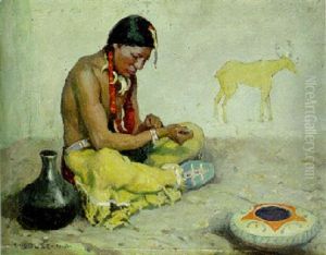 Seated Indian With Pottery by Eanger Irving Couse