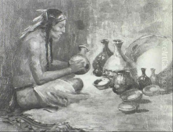 Indian Making Pottery - view 1