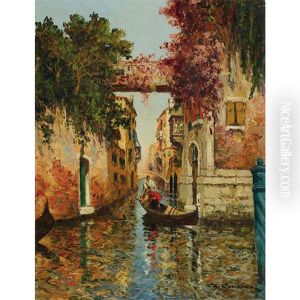 Venezianische Kanalpartie Mit Gondel