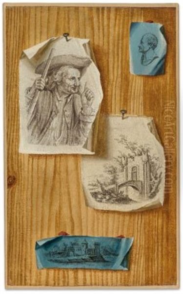 Trompe L'oeil Depicting Engravings And Drawings (+ Another; Pair) - view 1