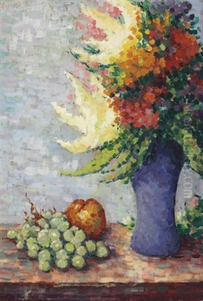 Vase De Fleurs Et Fruits - view 1