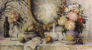 Fleurs Et Fruits Sur La Nappe Blanche by Lucie Cousturier