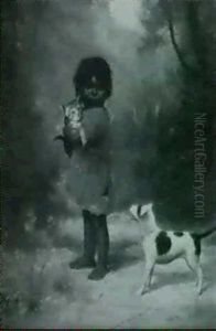 Indian Girl With Cat And Dog by Alice Coutts