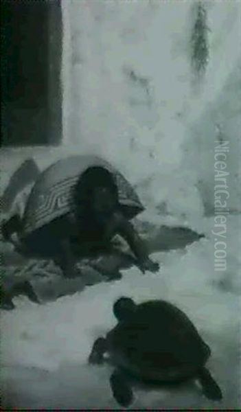 Indian Child Playing With A Tortoise - view 1