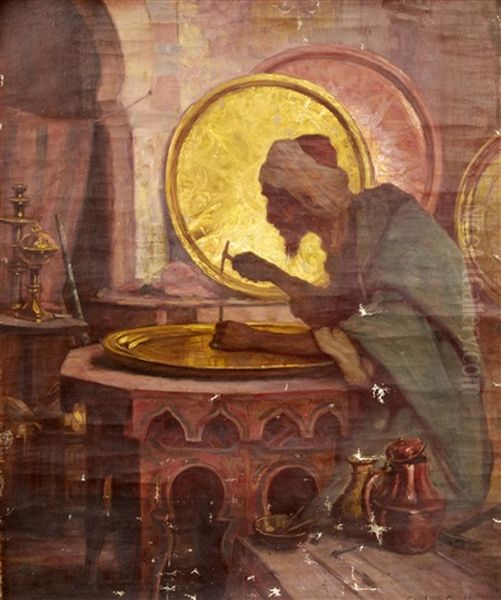 A Middle Eastern Craftsman Working On Brass (+ 3 Others, Smllr; 4 Works) - view 1