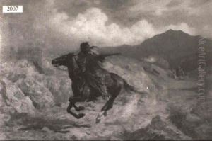 Native American On Horseback With Rifle by Gordon Coutts