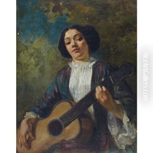 La Guitariste (a Portrait Of George Sand) by Thomas Couture
