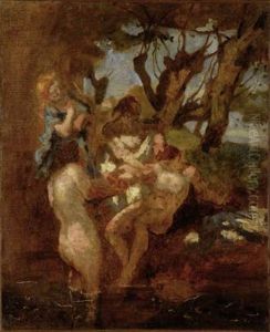 Nymphes Pres D'un Cours D'eau by Thomas Couture