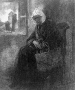 Voor Het Raam Zittende Vrouw Met Kanten Muts by Thomas Couture