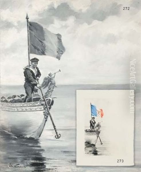Marin Dans Une Chaloupe (preparatory Study For The Menu Offered To The Emperor Nicholas Ii And The Empress Alexandra Feodorovna Of Russia By The President Felix Faure) - view 1