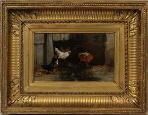 Rooster And Hens by Philibert-Leon Couturier