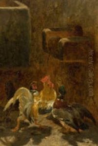 Blick In Eine Huhnerstall by Philibert-Leon Couturier