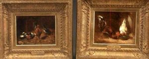 Coq Et Poule (+ Coq Canards; Pair) by Philibert-Leon Couturier
