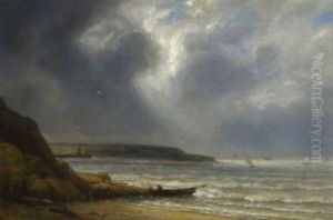 Franzosische Meereskuste Bei Aufziehendem Gewitter by Adolphe Couvelet