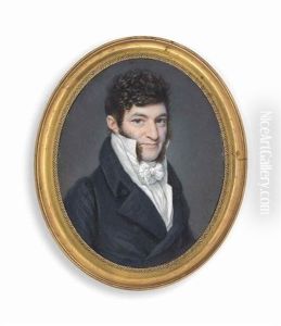 Adolf Bernhard Scheibler (1768-1833), In Black Double-breasted Coat, White Knotted Cravat, High Stand Collar, Curling Hair And Long Sideburns