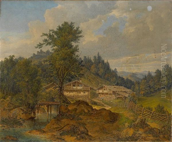 Gebirgslandschaft Mit Bauernhausern - view 1