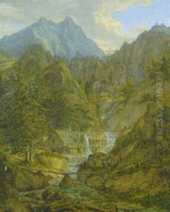 Alte Muhle Am Gebirgsbach Vor Dem Watzmannmassiv by Ferdinand Wilhem von Couven