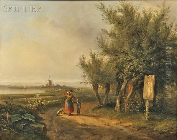 Summer Landscape With A Peasant Woman On A Sandy Track - view 1