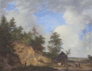 Jager Und Hirten Bei Einer Sandgrube by Abraham-Johannes Couwenberg