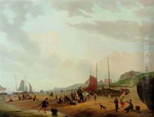 Fisherfolk And Townsfolk On Scheveningen Beach In The Afternoon