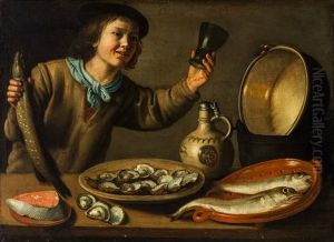 Boy With Fish And Crockery
